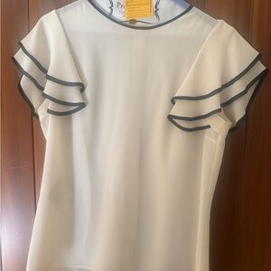 Michael Kors Cream Blouse with Black Trim